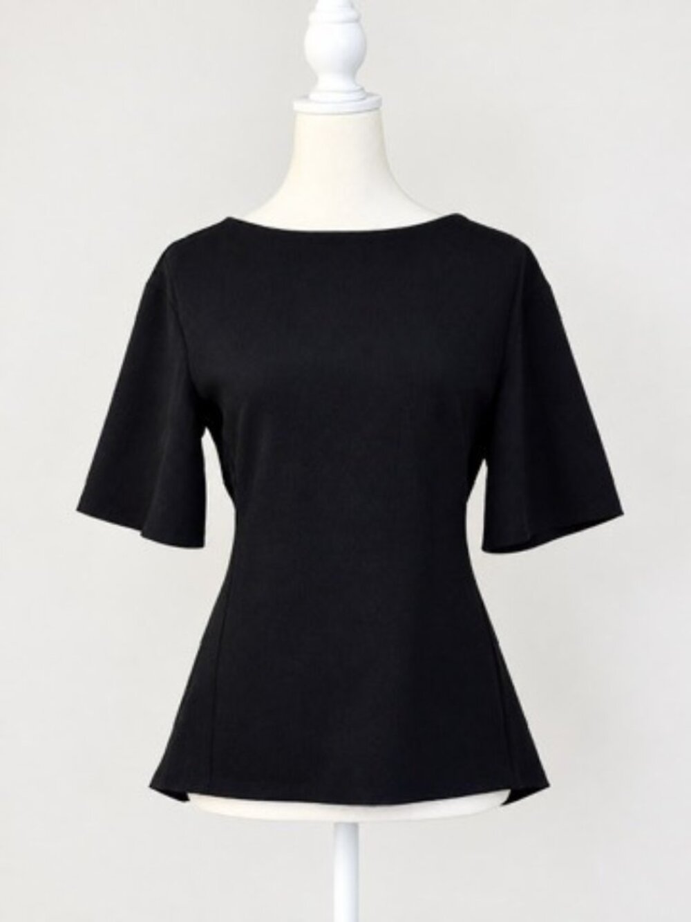 THEORY Textured Ribbed Short Sleeved Back Zip Top, Navy Blue, Women’s Size P